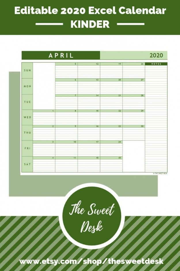 Printable Lined Monthly Calendar 2020 | Free Letter Templates throughout Quarterly Calendar Excel