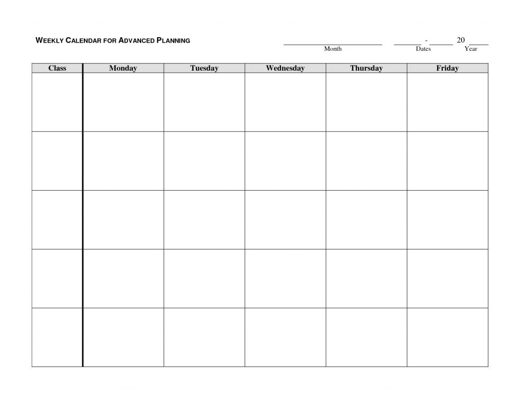 Printable Monday Through Friday Calendar Template with regard to Calendar Sunday To Saturday