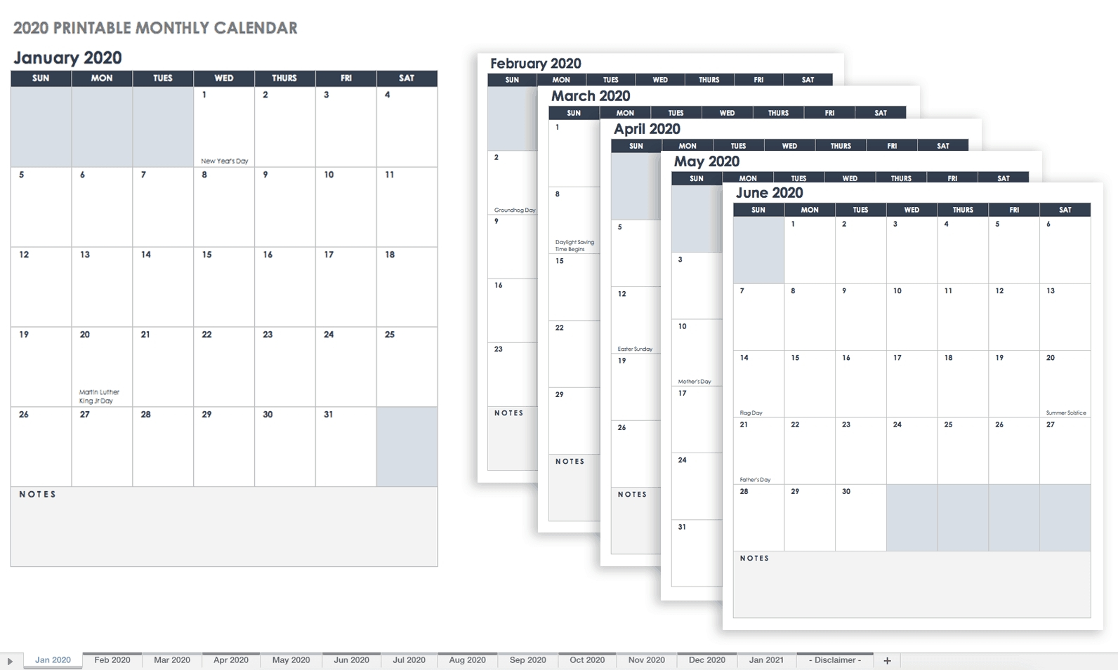 Printable Monthly Calendar Sunday To Saturday No Dates in Calendar Sunday To Saturday