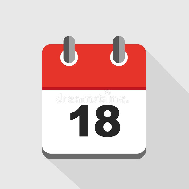 Red Calendar  Vector Icon Number 18 Stock Vector in Calendar Icon Red