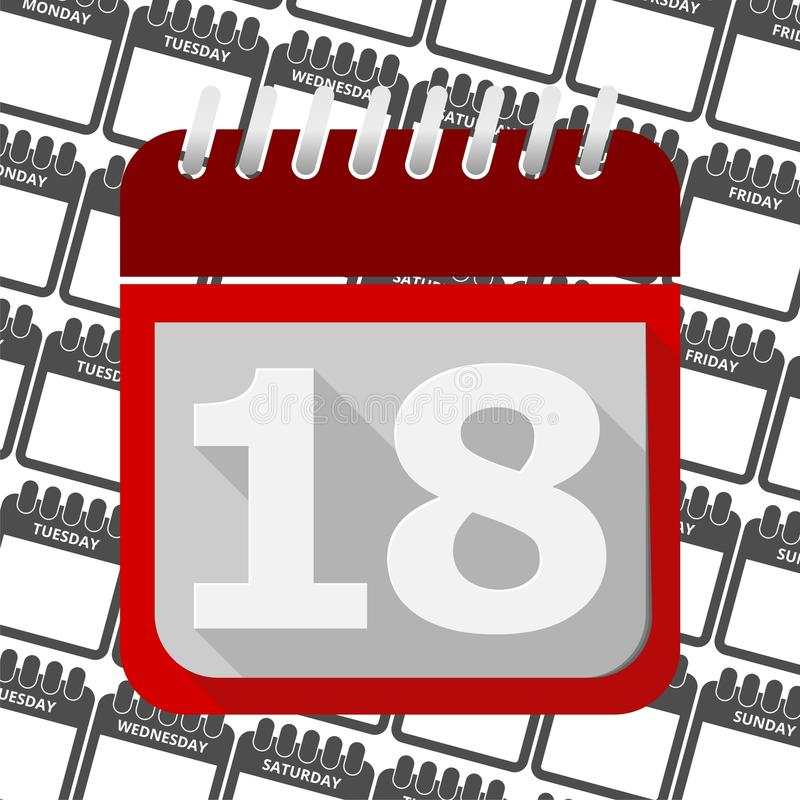 Red Calendar  Vector Icon Number 18 Stock Vector with Calendar Icon Red