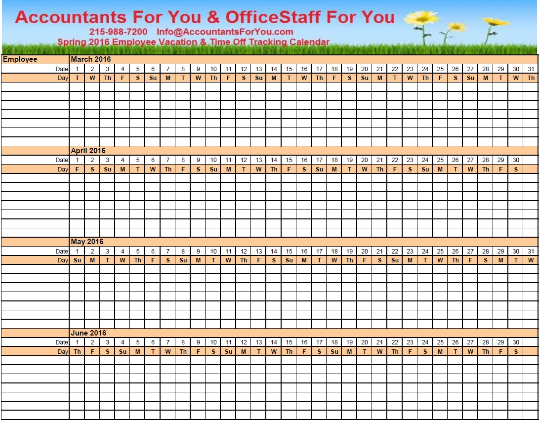 Sample, Example &amp; Format Templates: Employee Vacation with Employee Vacation Calendar Excel