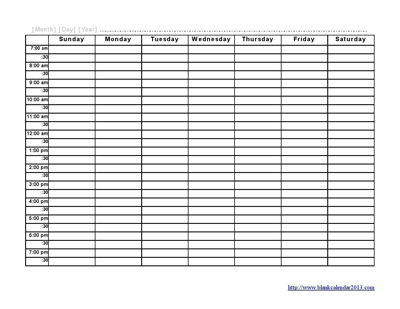 Schedule Templates Free Printable | Weekly Calendar  Free throughout Am Pm Schedule Template