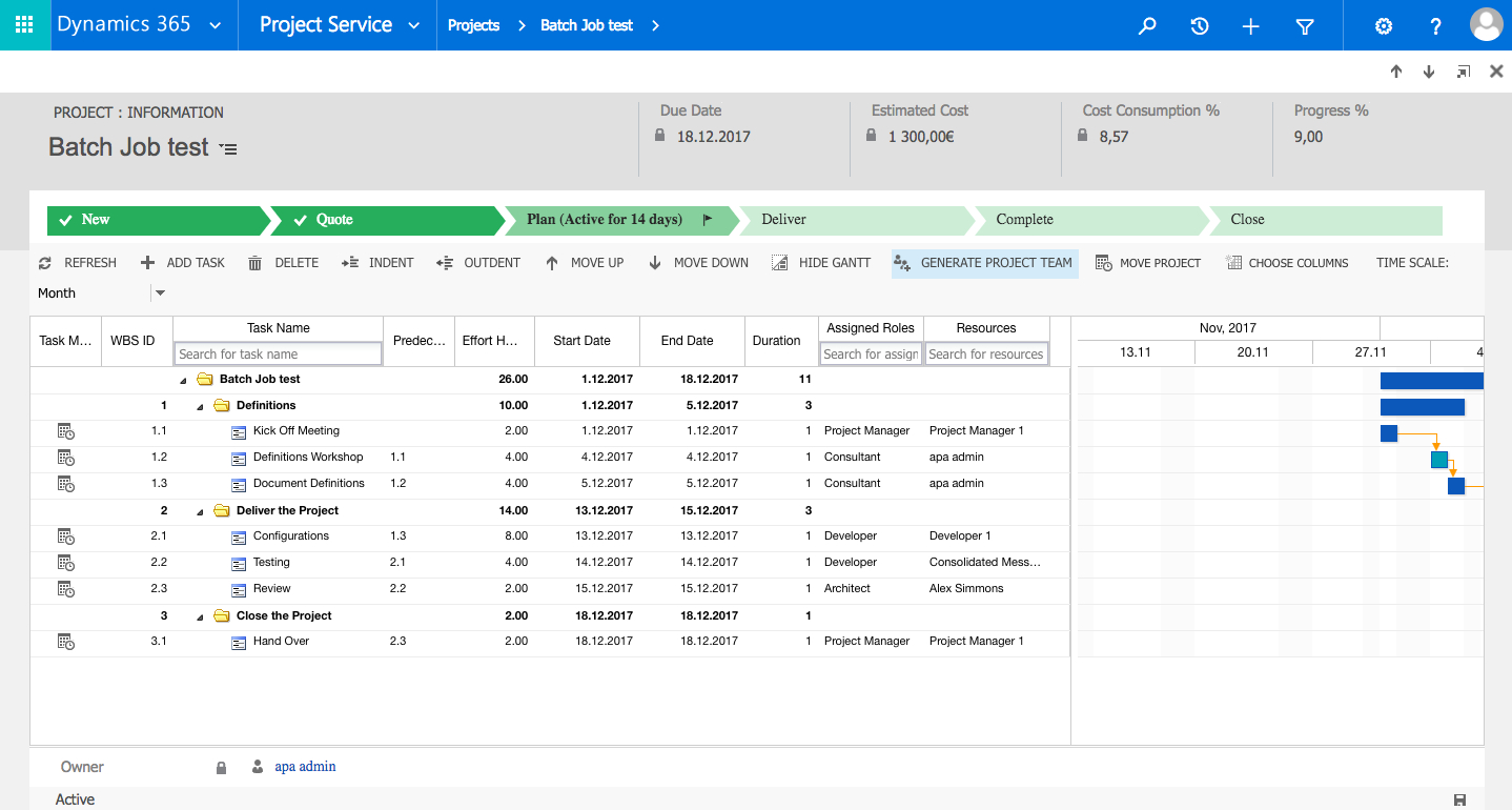 Scheduling Project Tasks  Dynamics 365 Project Service in Project 365 Calendar