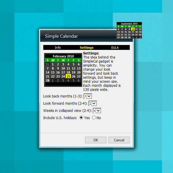 Simple Calendar Windows 10 Gadget  Win10Gadgets pertaining to Windows 10 Calendar Widget