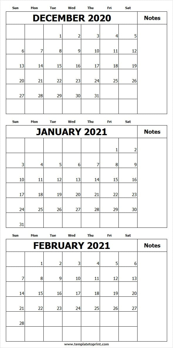 Three Month Calendar December 2020 To February 2021  Reddit with regard to Printable 3 Months At A Time Calendar 2021