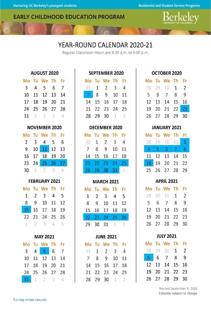 Berkeley Academic Calendar 2021 Spring