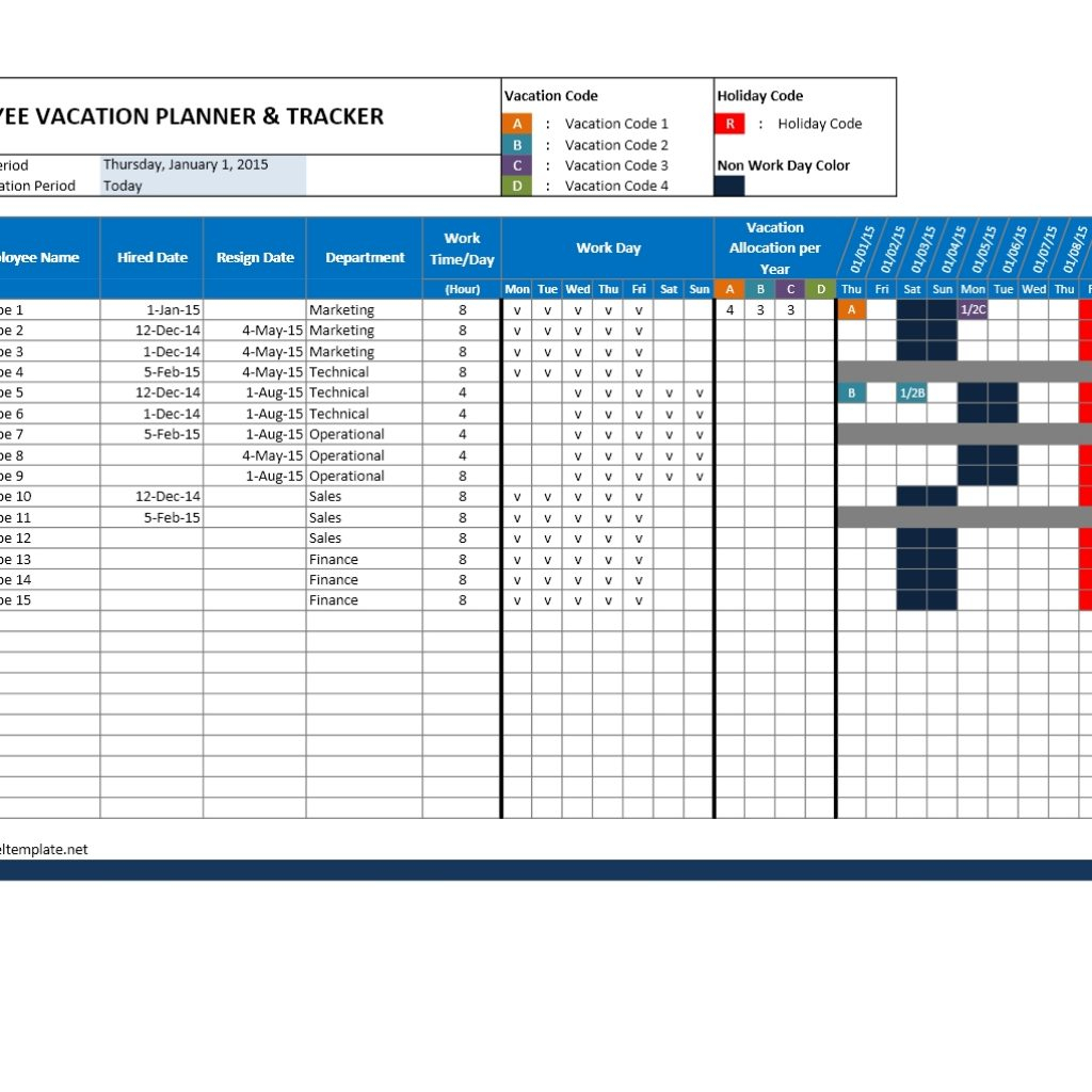 Vacation Schedule Spreadsheet Intended For Employee within Employee Vacation Calendar Excel