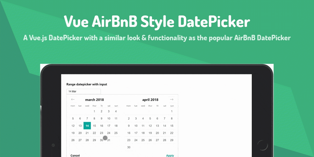 Vue Airbnb Style Datepicker  Made With Vue.js for Airbnb Datepicker Vue
