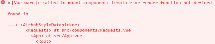 Vue.js  Failed To Mount Component  Using Vueairbnb inside Airbnb Datepicker Vue