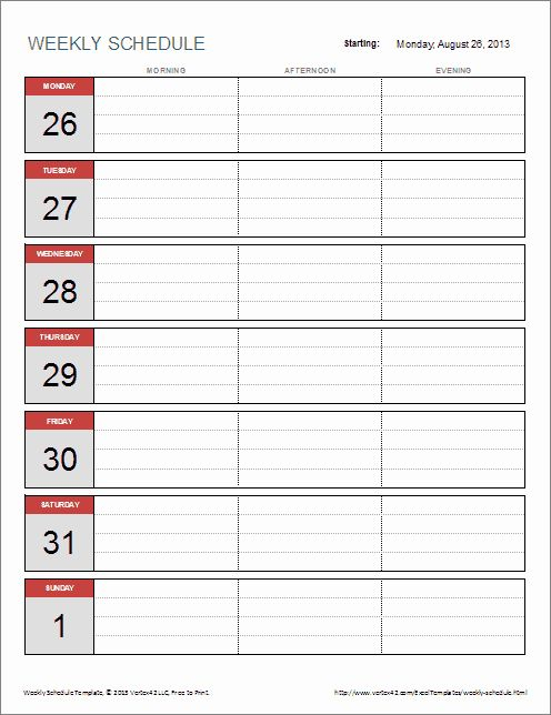 Week Schedule Template Word Fresh 6 Weekly Schedule in One Week Calendar Template Excel