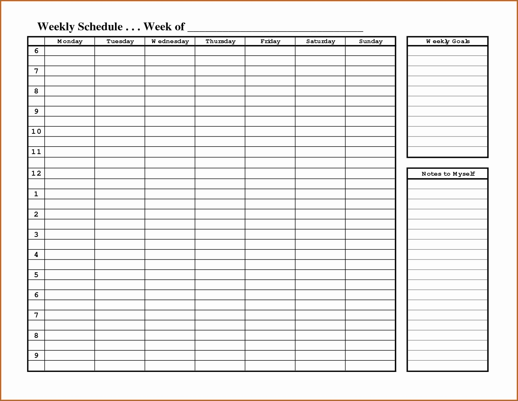 Weekday Schedule With Time Slots  Calendar Inspiration Design with regard to Weekly Calendar With Time Slots Template
