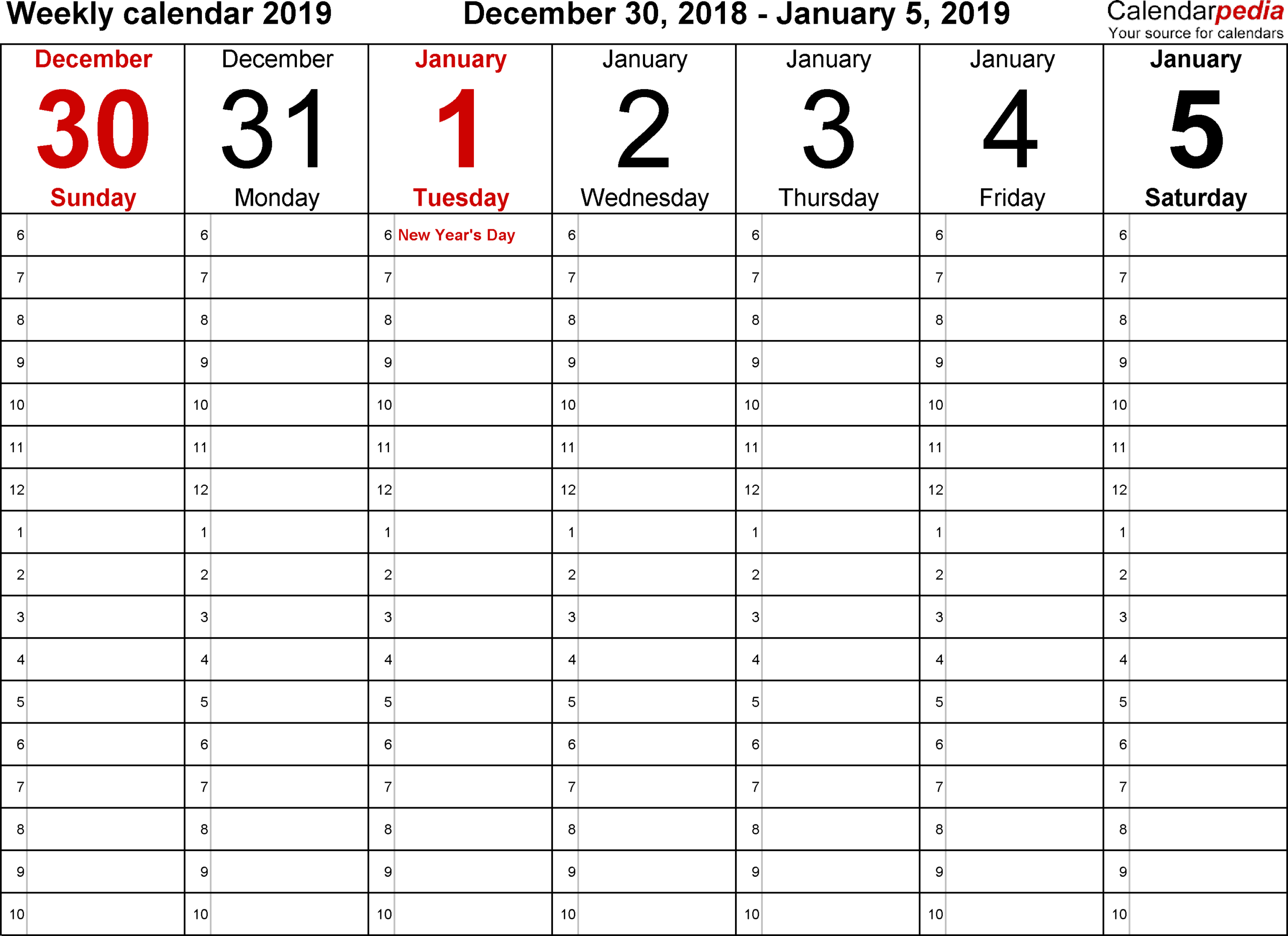 Weekly Calendars 2019 For Excel  12 Free Printable Templates with regard to Time And Action Calendar Excel