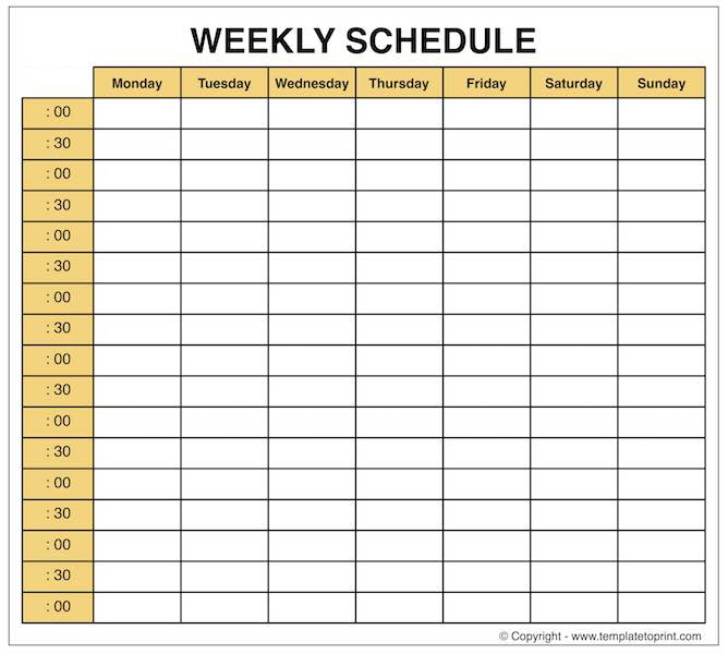 Weekly Planner  Blank Weekly Calendar Template With Time pertaining to Weekly Calendar With Time