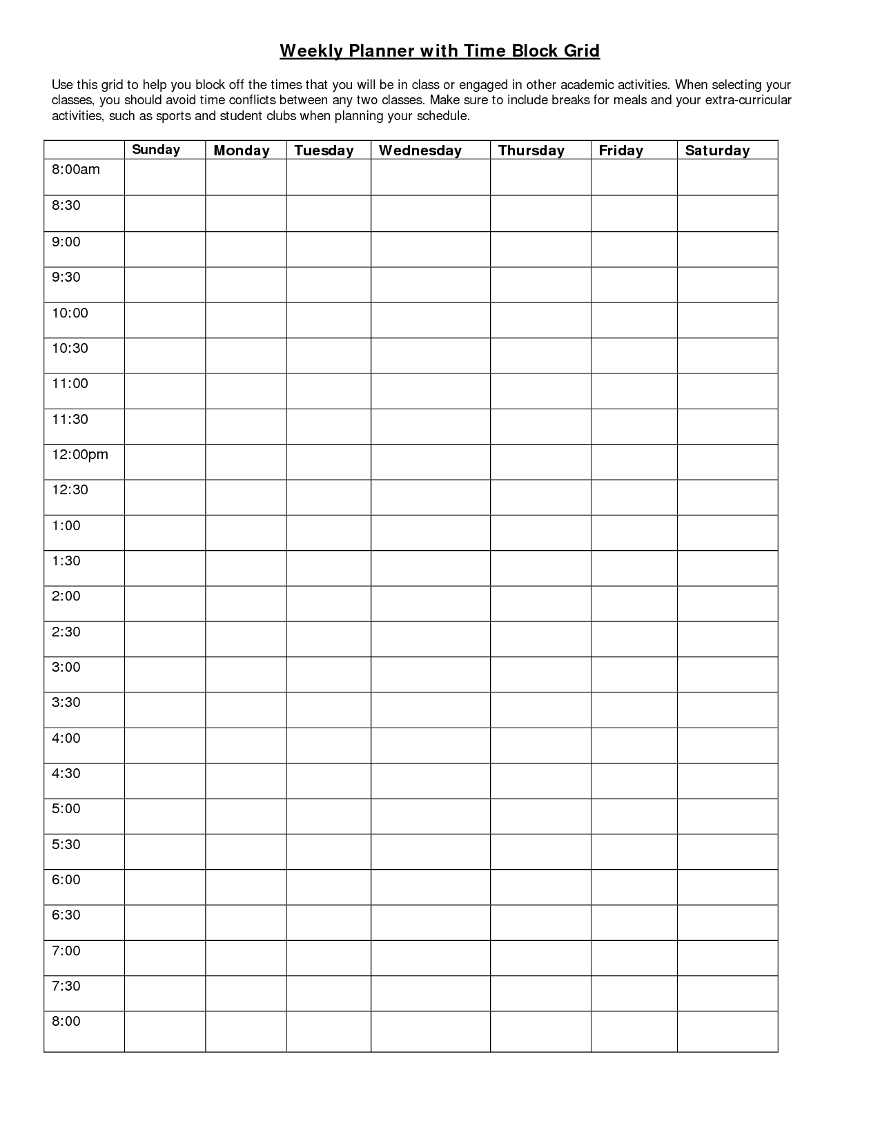 Weekly Planner With Time Slots  Calendar Inspiration Design with Free Weekly Calendar Template With Time Slots