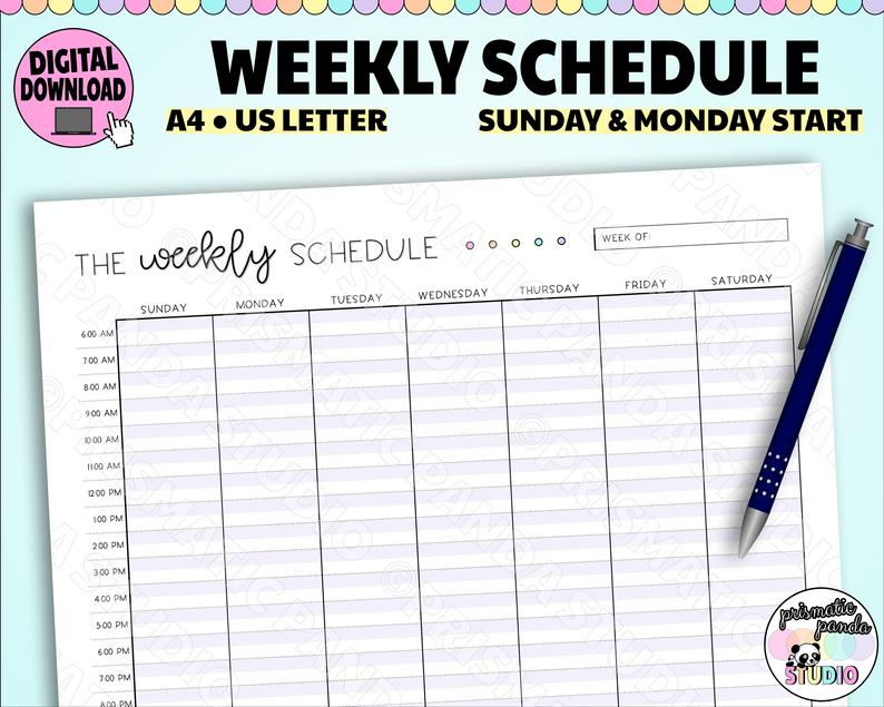 Weekly Schedule Printable Class Schedule Template Weekly within Weekly Class Schedule Template