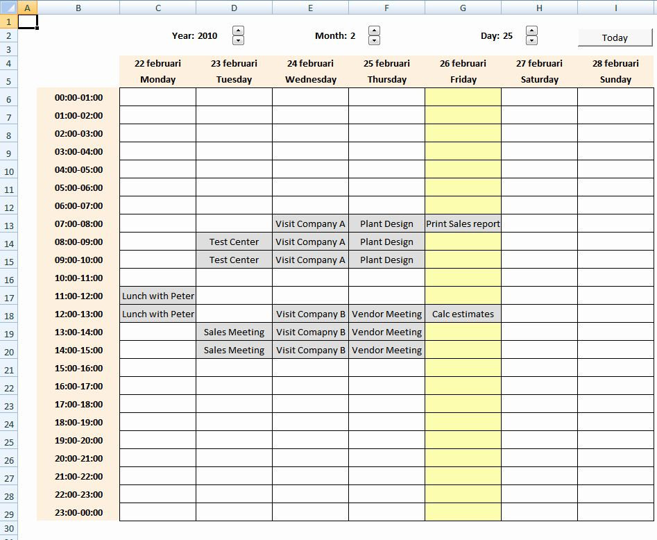 Weekly Schedule Templates Excel Lovely Calendar With inside One Week Calendar Template Excel