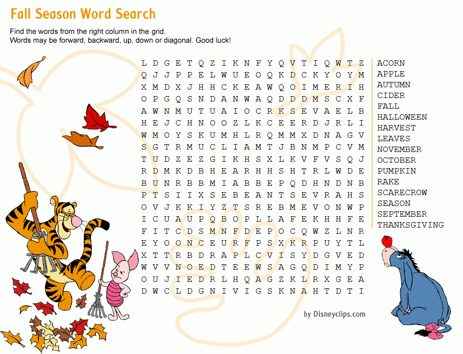 Word Search | Fall Words, Word Search Games for Disney Princess Word Search Printable