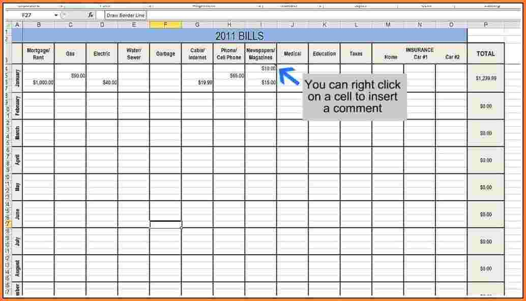 11+ Bill Tracking Spreadsheet Template  Excel intended for Excel Monthly Tracker Template