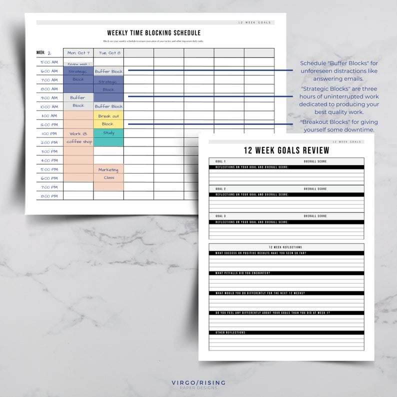 12 Week Goals Bundle Goal Planning Templates Goal Setting with 12 Week Planner Template