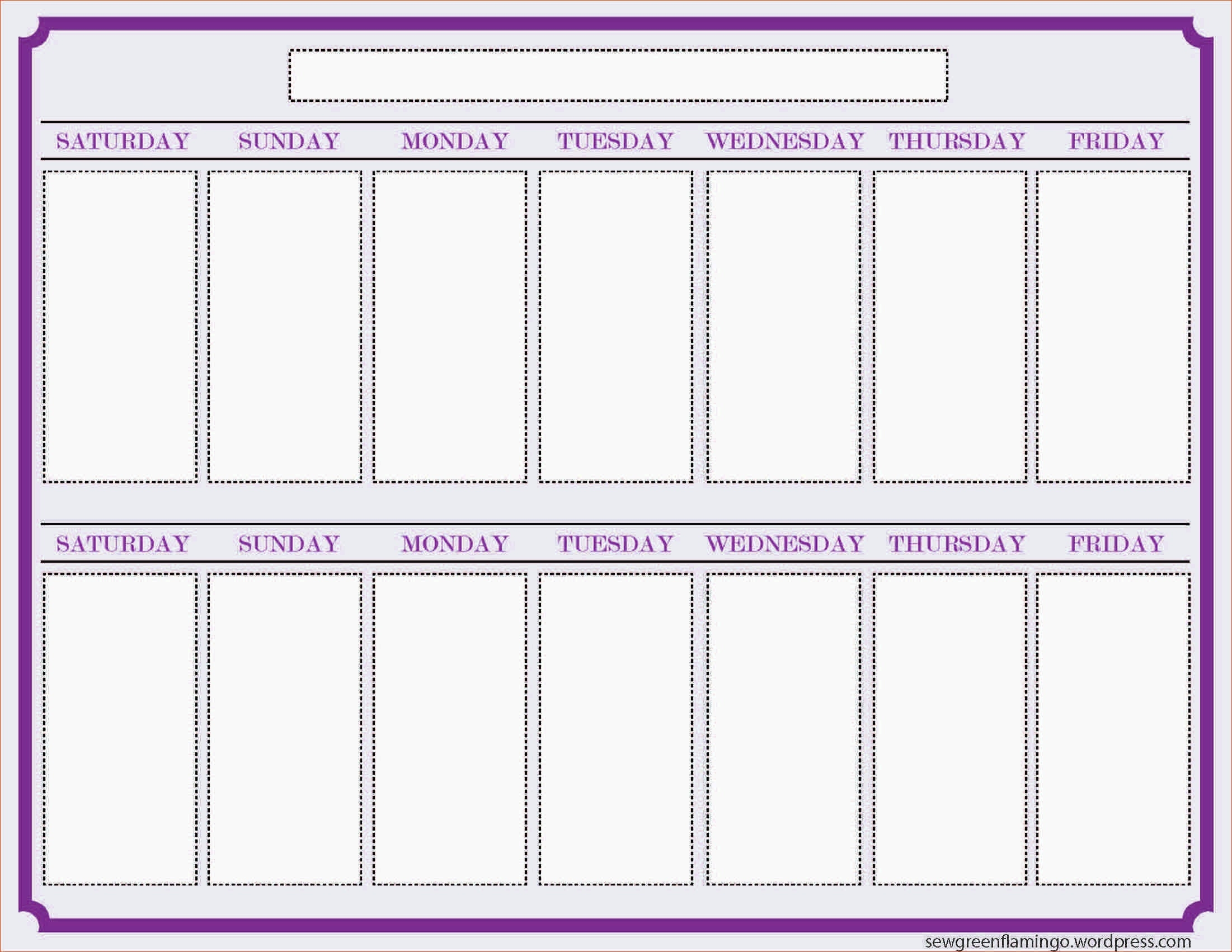 2 Week Blank Calendar Printable  Template Calendar Design throughout Two Week Calender