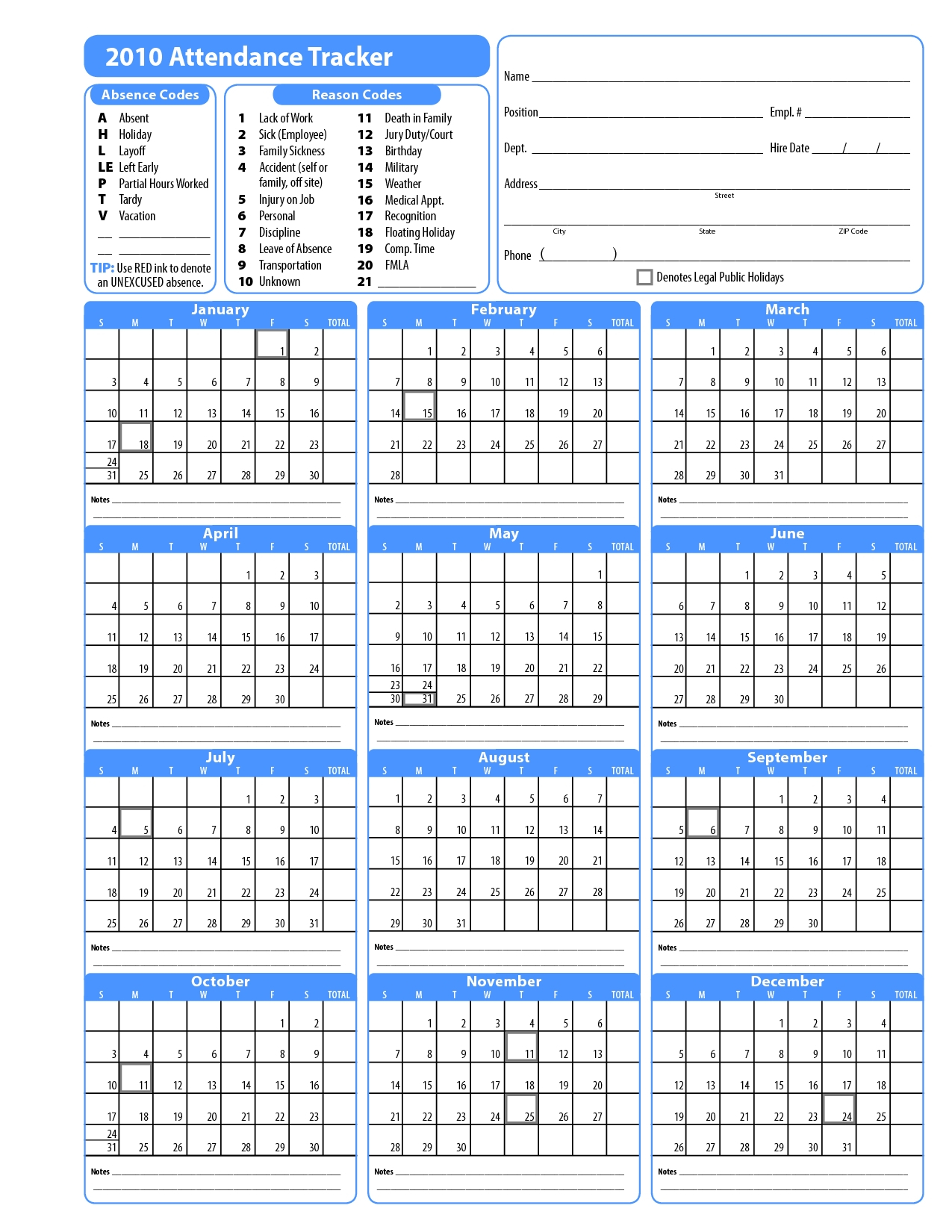 2020 Employee Attendance Calendar Pdf  Template Calendar regarding 2021 Pto Calendar Template Excel