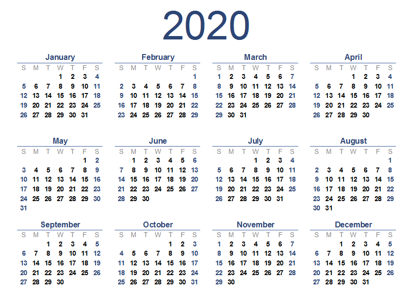 2020 One Page Calendar Printable | Calendar 2020 with regard to Multi Month Calendar Template