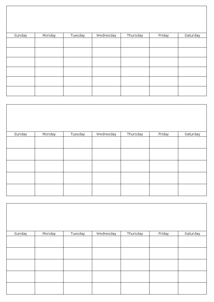 3 Month Blank Calendars | Calendar Template Printable with regard to Printable Three Month Calendar