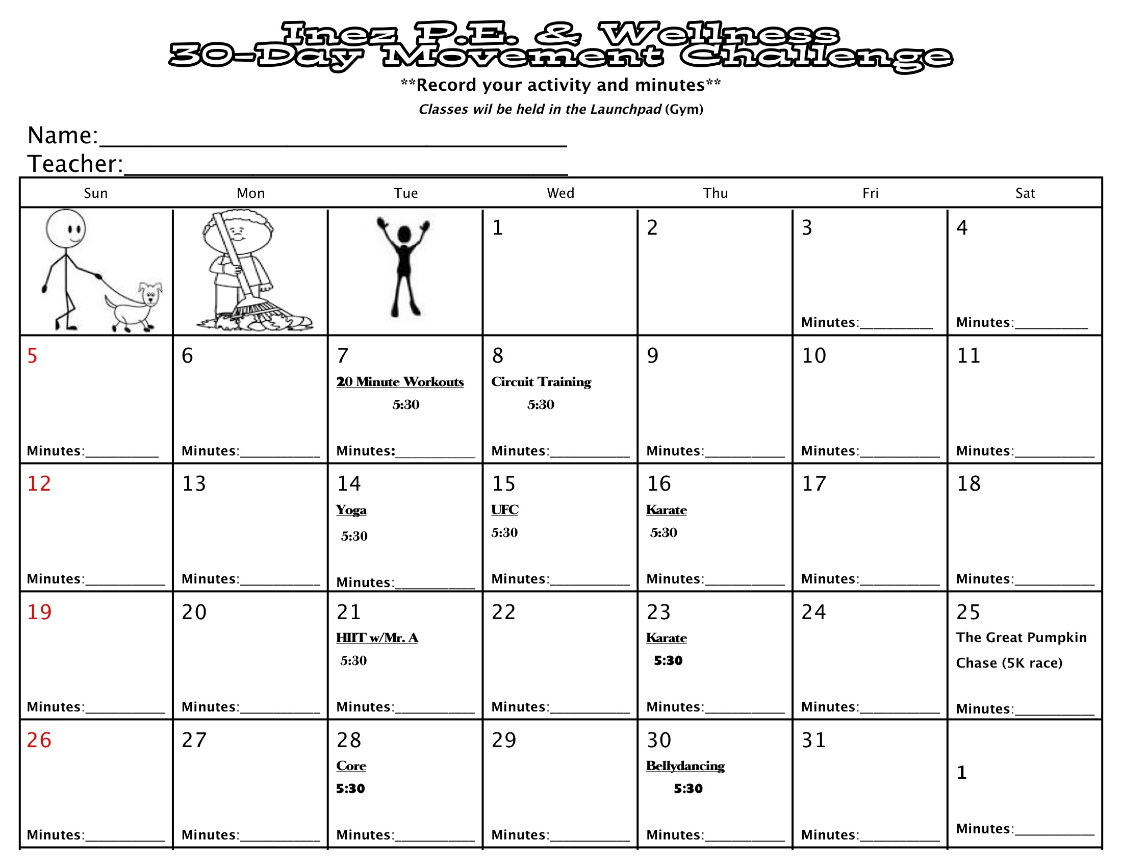 30 Day Challenge Calendar | Printable Calendar 20202021 with Printable 30 Day Calendar