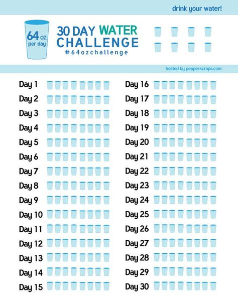 30 Day Water Challenge  #64Ozchallenge | Free Printable with 30 Day Water Challenge Printable