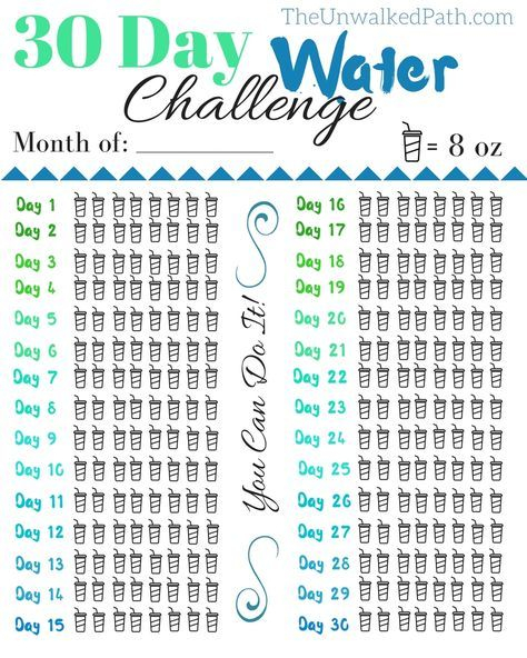 30 Day Water Challengefree Printable with regard to 30 Day Water Challenge Printable