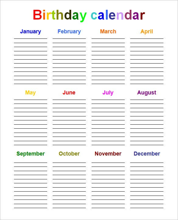 40+ Microsoft Calendar Templates  Free Word, Excel throughout Birthday Calendar Template Excel