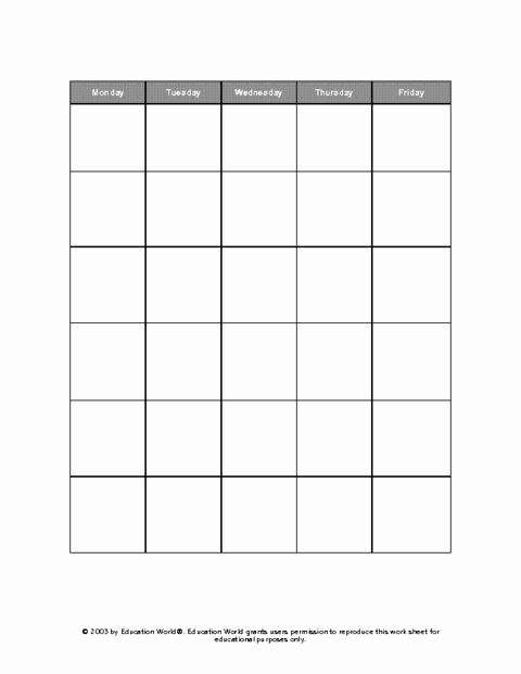 5 Day Calendar Template Word Lovely Five Day Calendar Grid regarding Blank 5 Day Calendar