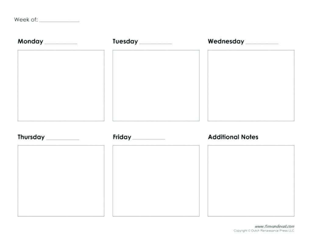 5 Day Weekly Calendar Printable | Example Calendar Printable with 5 Day Calendar Template