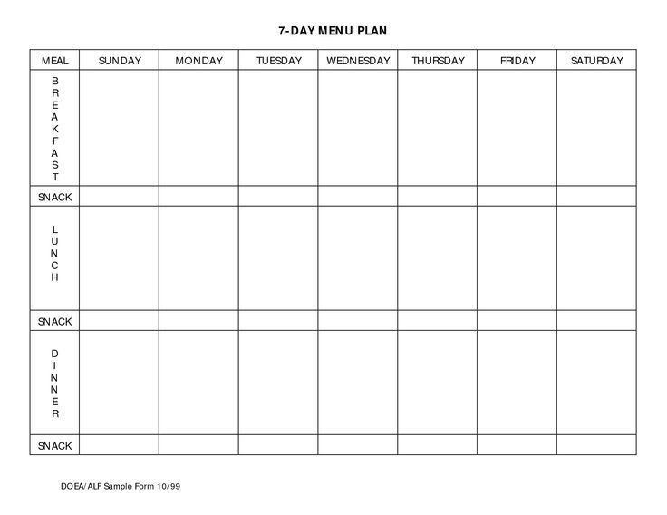 7 Day Meal Planner Template Business Letter Template throughout 7 Day Weekly Planner Template