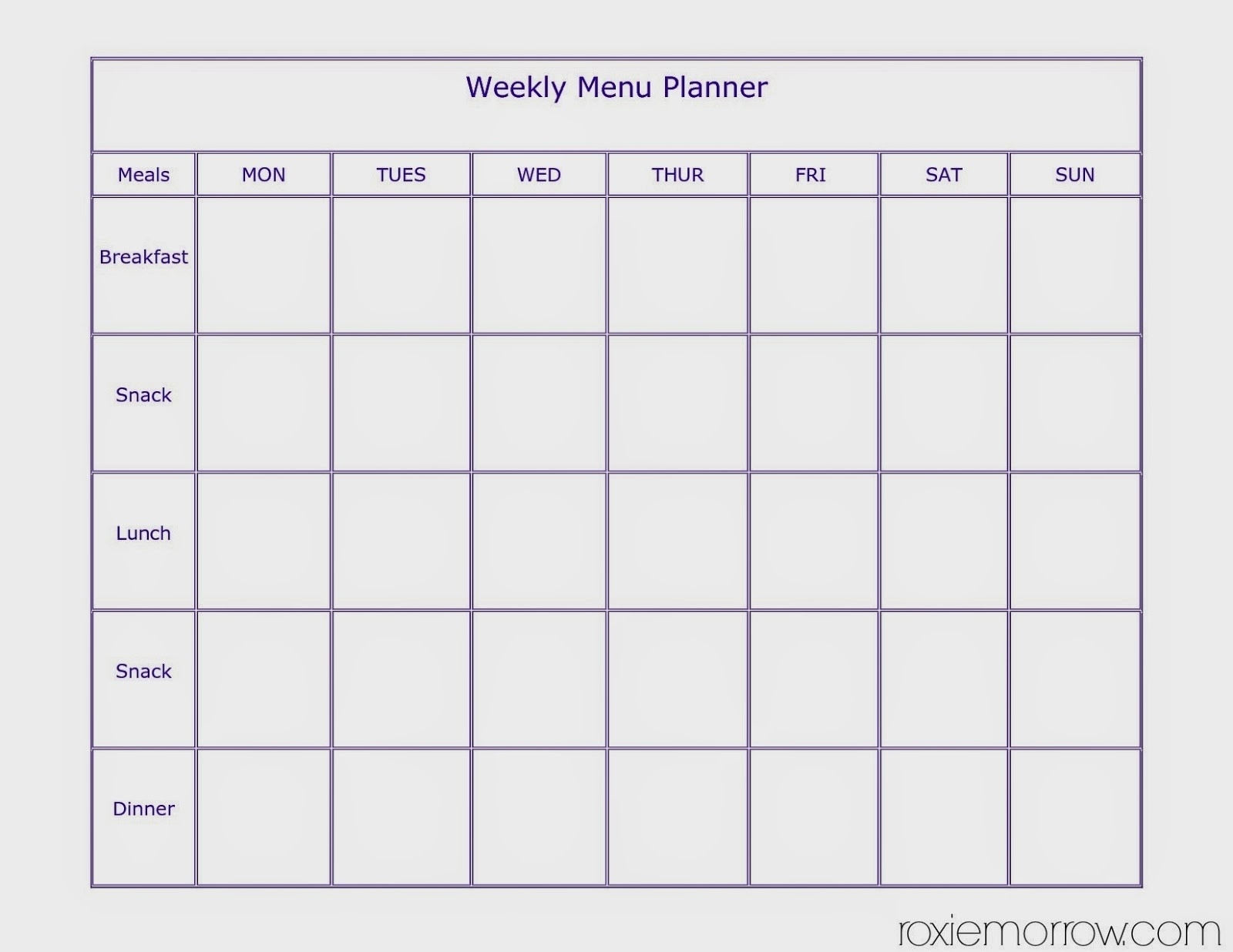 7 Day Meal Planner Template  Calendar Inspiration Design in 7 Day Weekly Planner Template