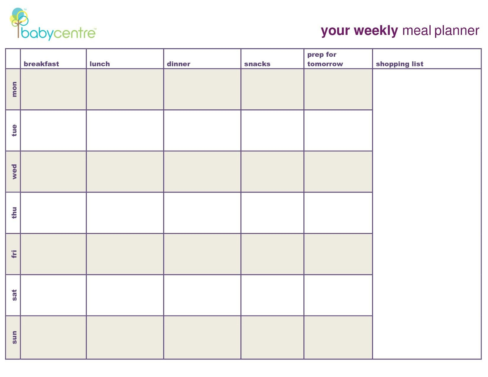 7 Day Menu Planner Template Awesome Meal Planning Calendar with regard to 7 Day Weekly Planner Template