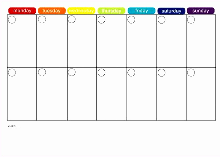 7 Monthly Calendar Schedule Template Excel  Excel for Blank 2 Week Calendar