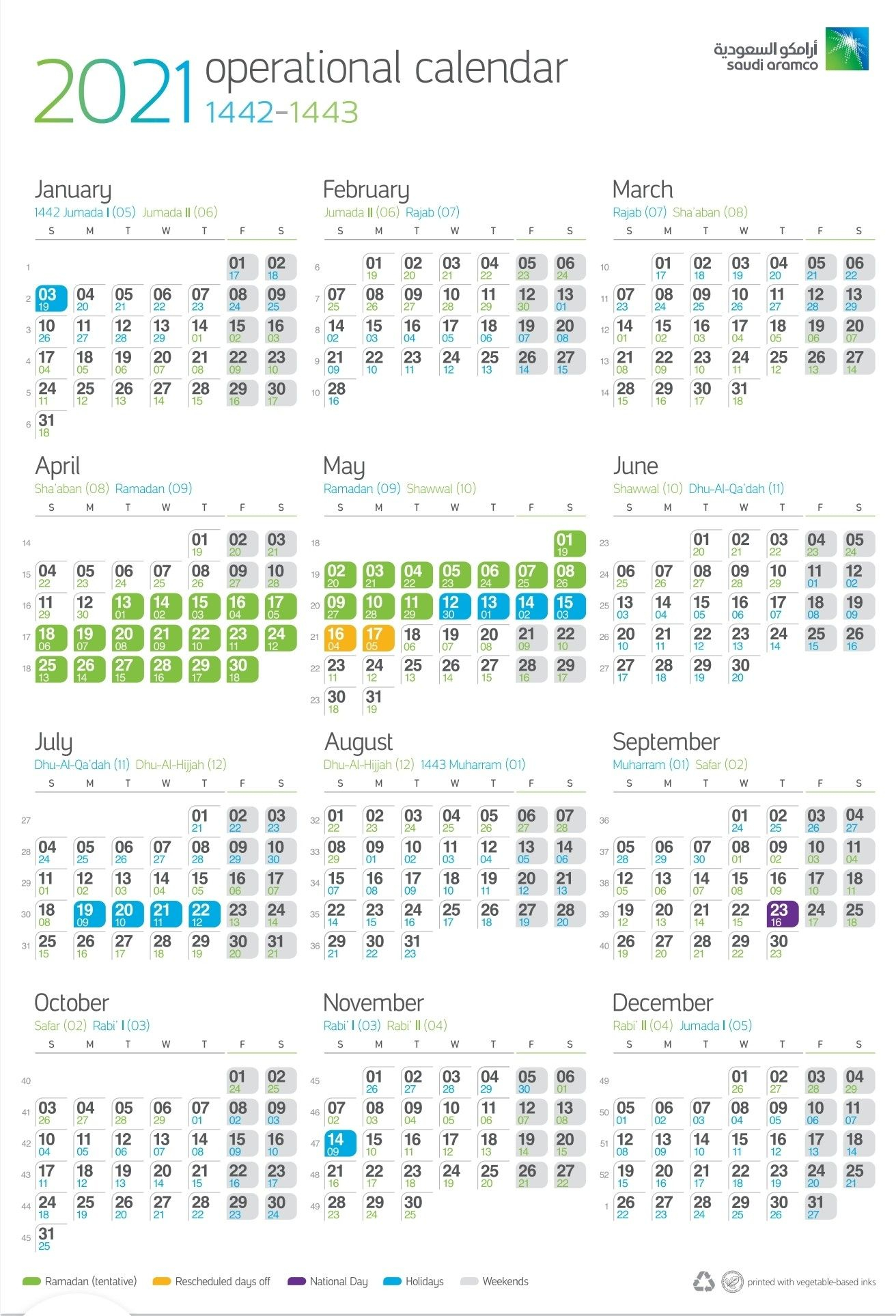 Aramco Calendar with Oilfield Hitch Calendar