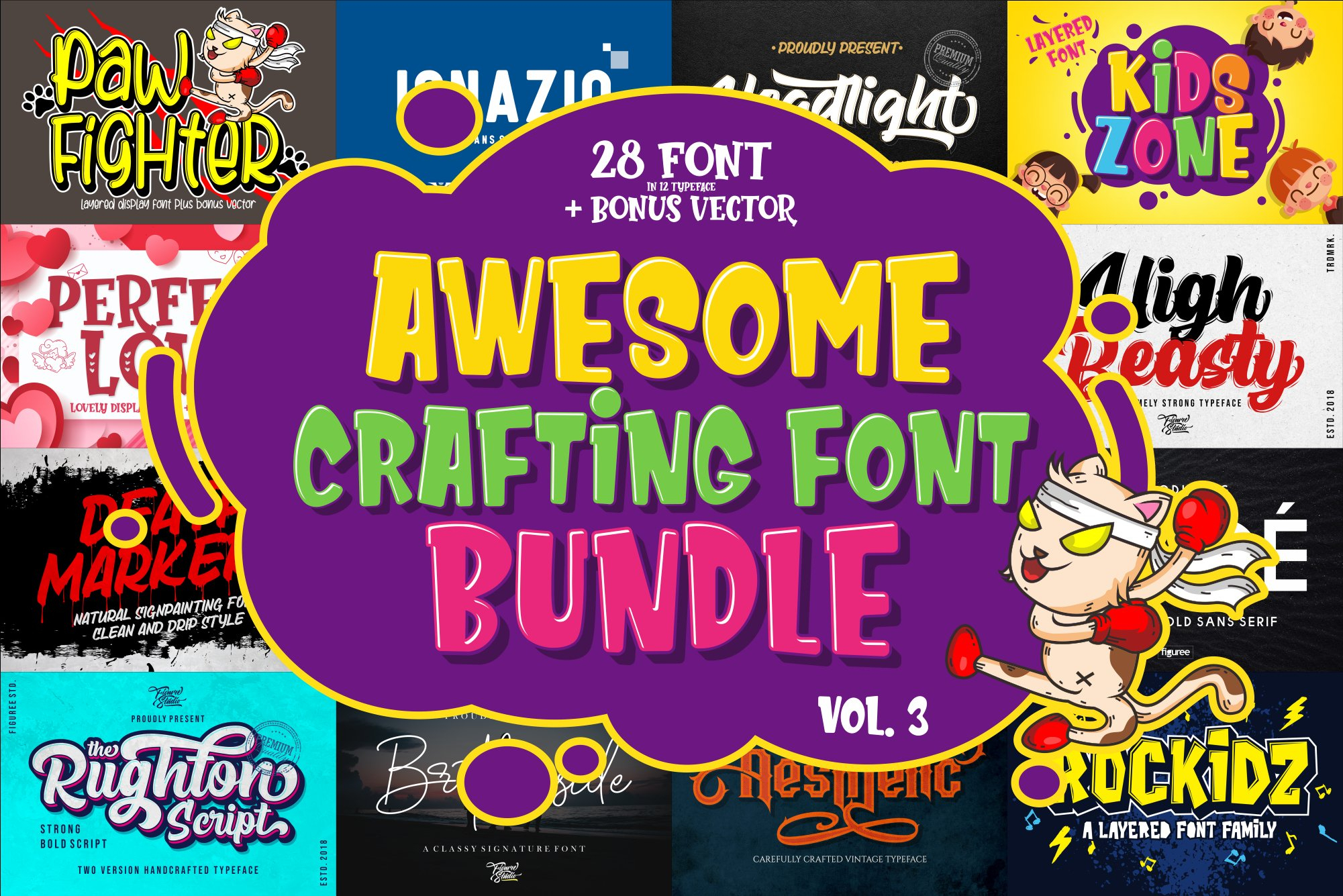 Awesome Crafting Font Bundle Vol. 3 (681390) | Display pertaining to Agp Font Awesome Collection