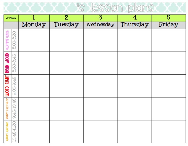 Awesome Printable Lesson Plan Calendar | Free Printable inside Lesson Calendar Template