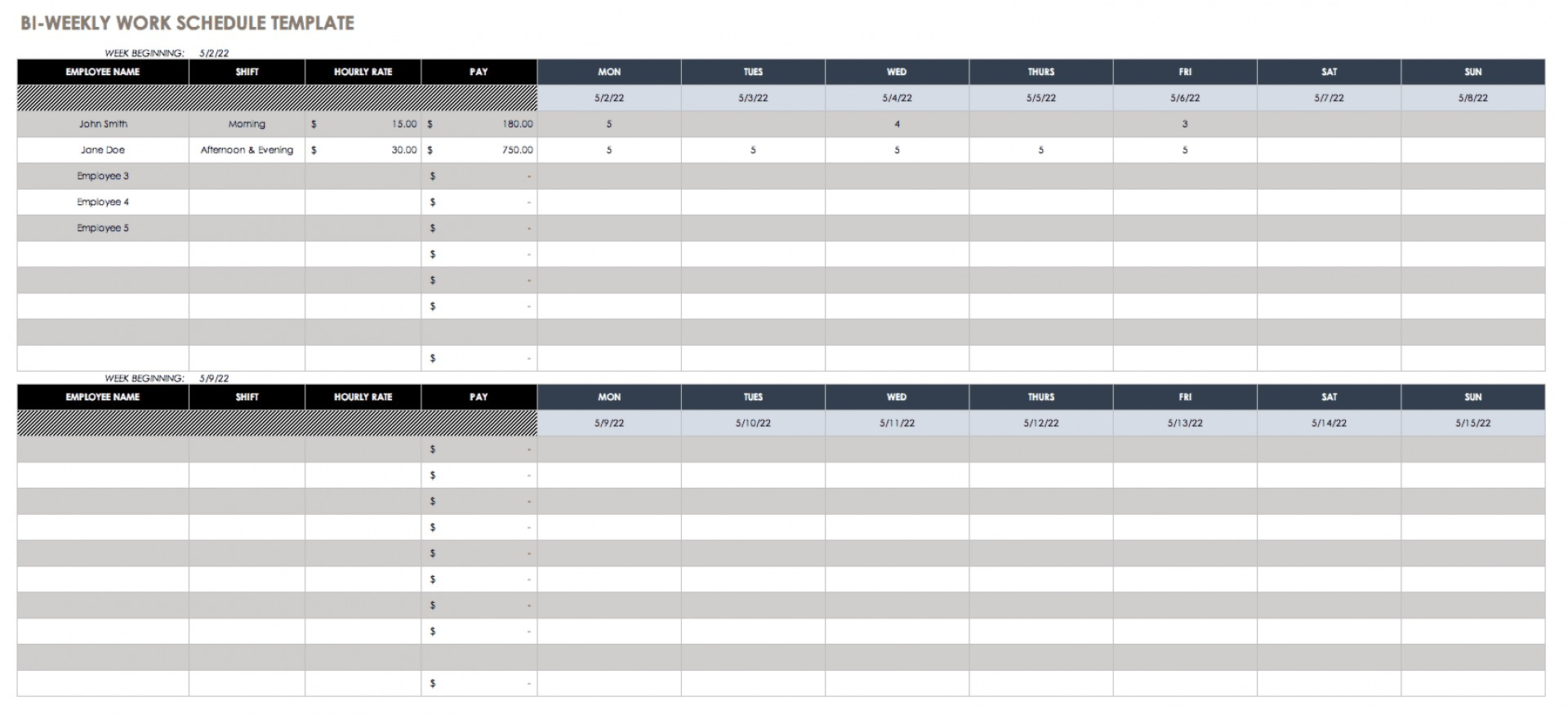 Biweekly Calendar Printable Monday Through Sunday inside Calendar Two Weeks