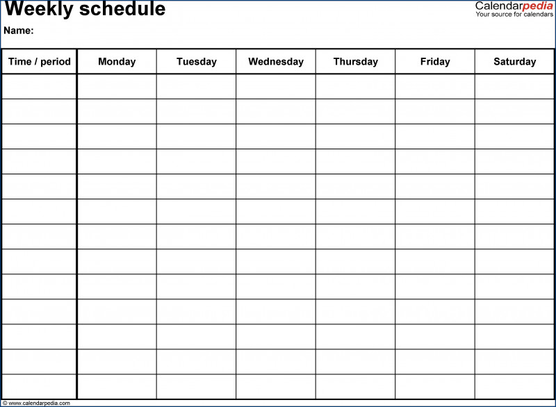 Blank 2 Week Schedule :Free Calendar Template inside Blank 2 Week Calendar