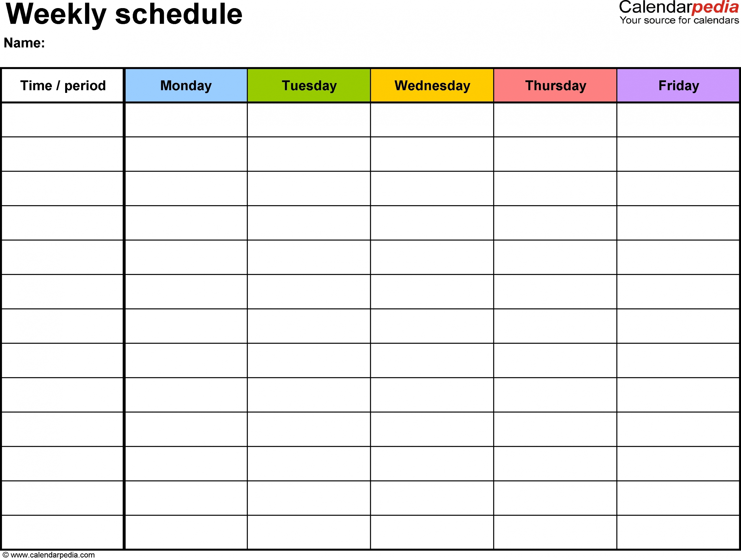 Blank Monday Through Friday Template | Ten Free Printable intended for Blank Monday Through Friday Calendar