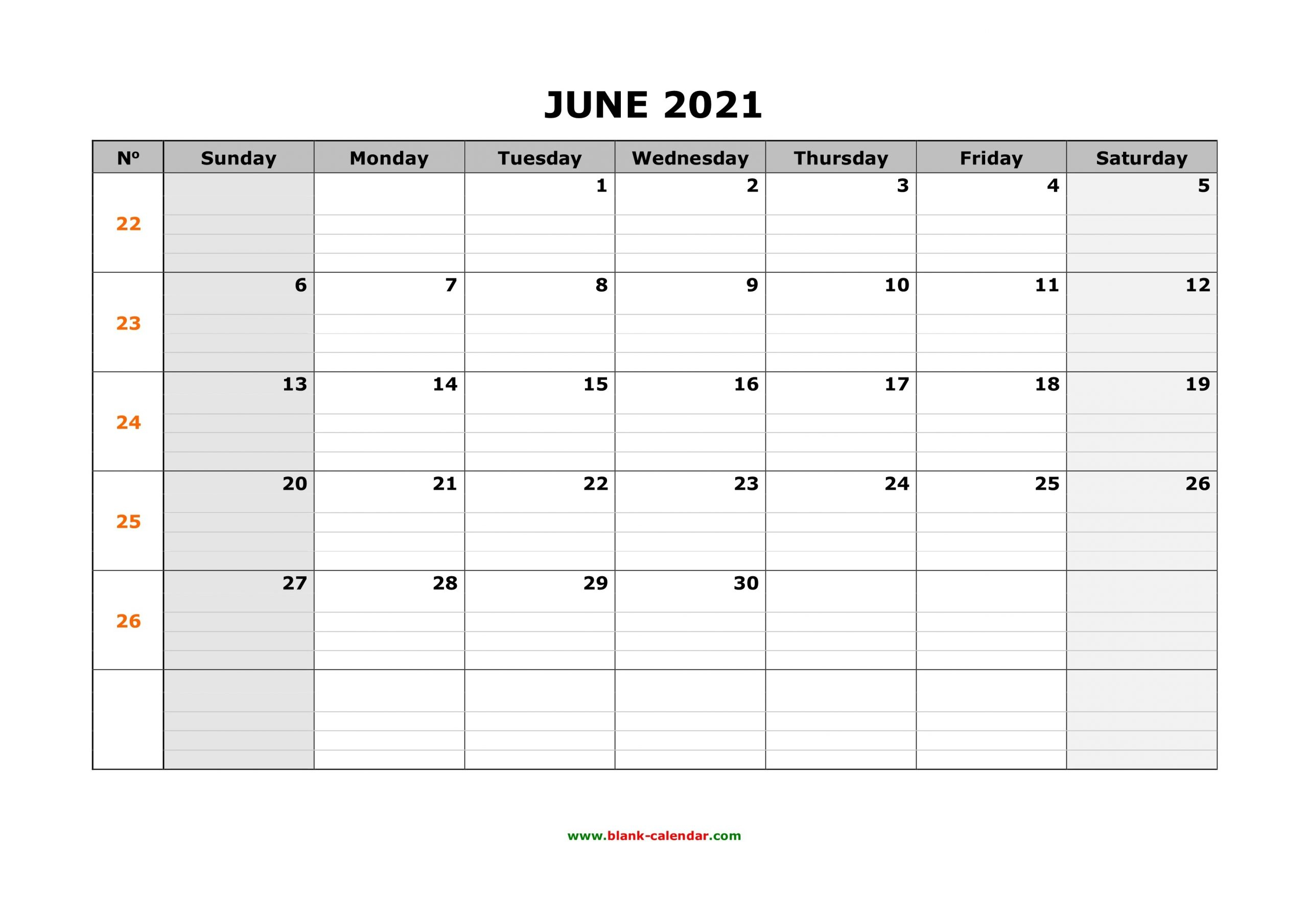 Blank Monthly Calendar 2021 June 2021 With Grid | Calendar regarding Monthly Calendars Free Ruled 2021