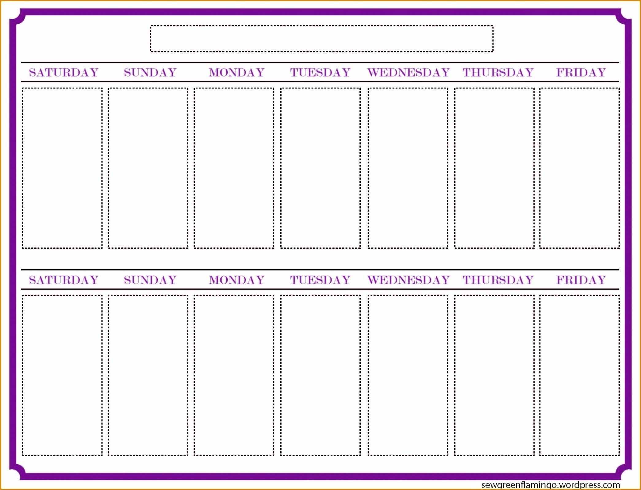 Blank Two Week Calendar  Example Calendar Printable throughout Two Week Calendar