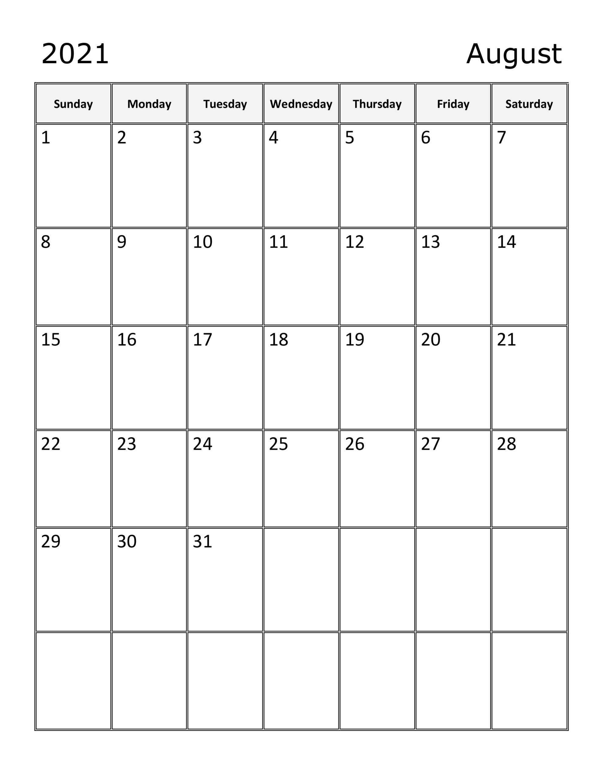 Calendar For August 2021  Freecalendar.su in Free Calendars 2021 Word Doc Printable August