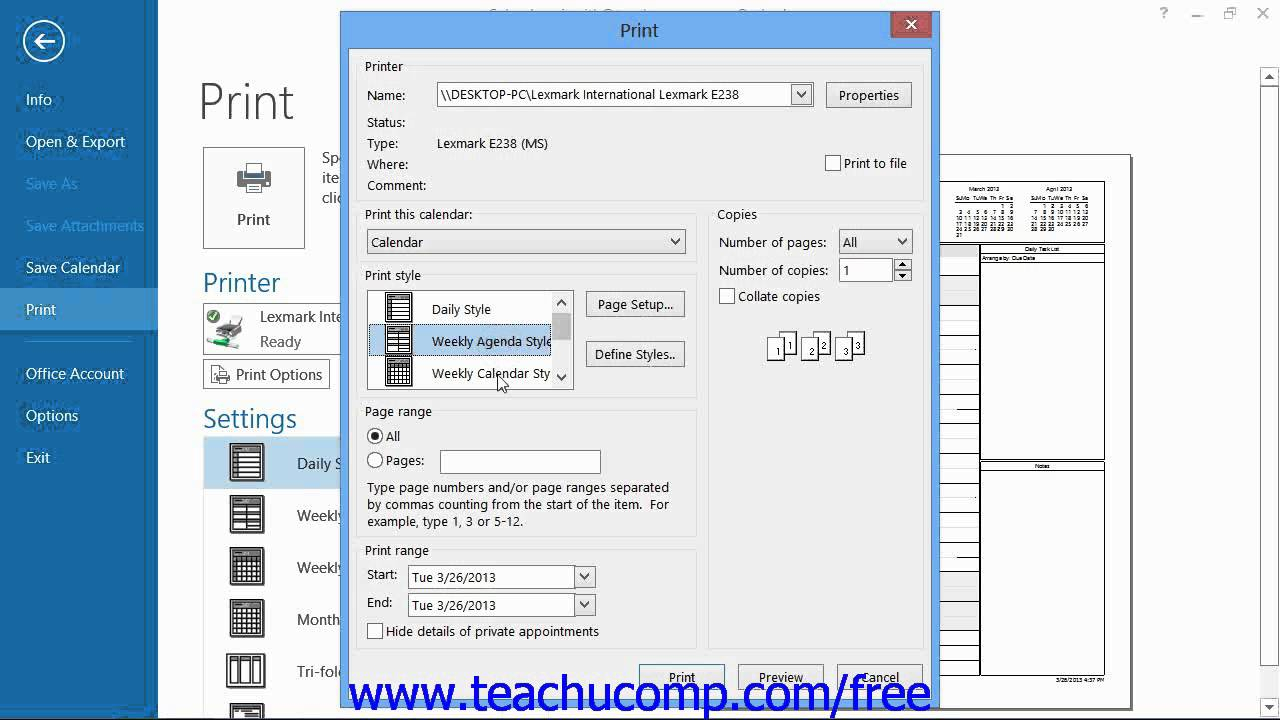 Calendar Printing Assistant Outlook 365 | Example Calendar throughout Print Yearly Calendar Outlook