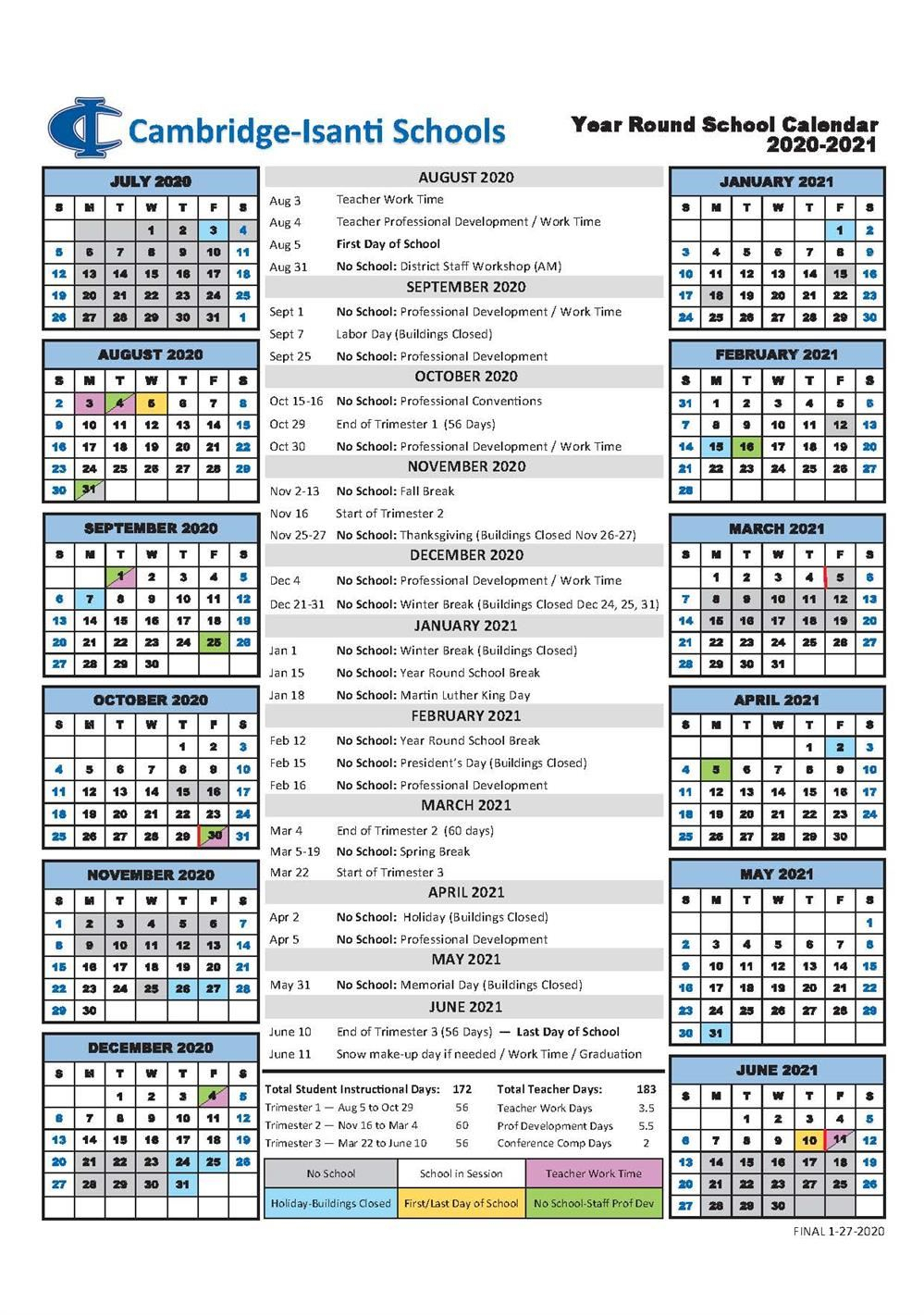 Cambridgeisanti Schools  District Calendar throughout Ecsd Year Round Calendar