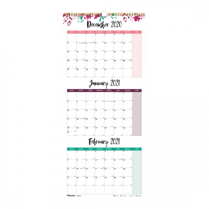 Colorful Threemonth Wall Calendar 2021 | Rediform with regard to Last 3 Month Of 2021 Calendar
